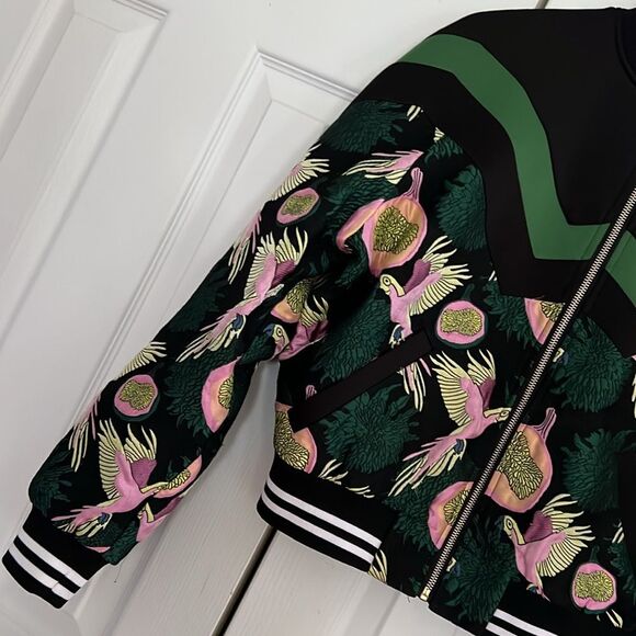 Bebe Black and Green Patterned Bomber Jacket - Picture 7 of 16